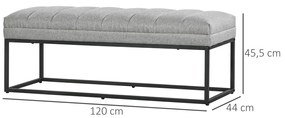 Ülőpad lenvászon hatású kárpitozott pad, 200 kg-ig terhelhető, acél, világosszürke,