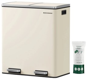 Fém pedálos soft close szemetes,15 db szemeteszsákkal, felhőfehér