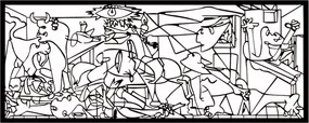 Áttört 3D kép Guernica Pablo Picasso 67x27 fali dekoráció a nappaliba