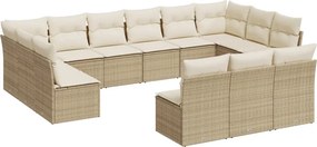 vidaXL 13 részes bézs polyrattan kerti ülőgarnitúra párnákkal
