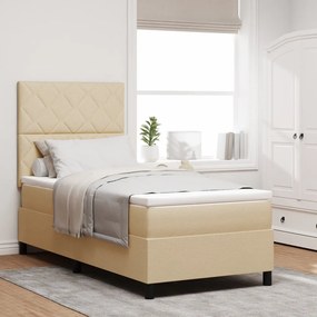 Boxspring ágy matraccal Bézs 90x200 cm Szövet