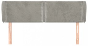 világosszürke bársony fejtámla szárnyakkal 147x23x78/88 cm