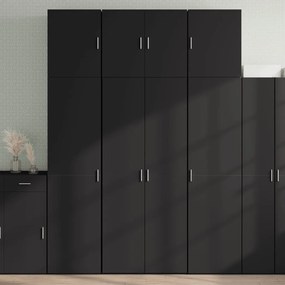 fekete szerelt fa magasszekrény 80 x 42,5 x 249 cm