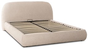 Bézs Bouclé Franciaágy Ágyneműtartóval. 160×200 ROSSO