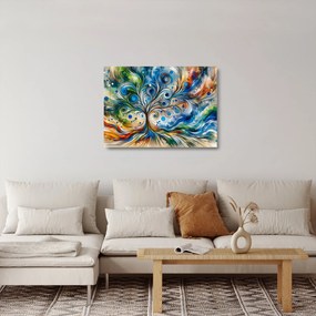 Üveg kép – Színes energikus fa (70x50 cm)