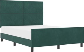 vidaXL Boxrugós ágy fejtámlával Sötétzöld 140 x 190 cm Bársony
