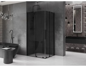 Mexen Velar Duo, zuhanykabin tolóajtóval 100 x 90 cm, 8mm szürke üveg, fekete matt, 871-100-090-42-70