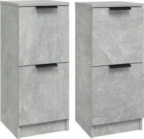 vidaXL 2 db betonszürke szerelt fa tálalószekrény 30 x 30 x 70 cm