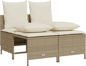 vidaXL 4 részes bézs polyrattan kerti ülőgarnitúra párnákkal