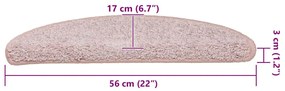 30 db világos rózsaszín félkör alakú lépcsőszőnyeg 56 x 17 x 3 cm
