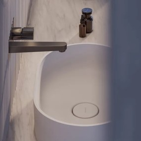 OMNIRES OVOUNBM - OVO 55x36 cm dolomit mosdó, matt fehér, pultba szerelhető