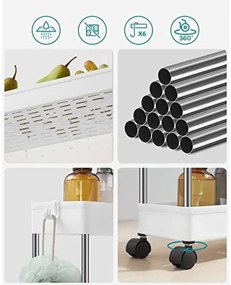 Műanyag polc kerekeken CART 13,5x42x83 cm fehér