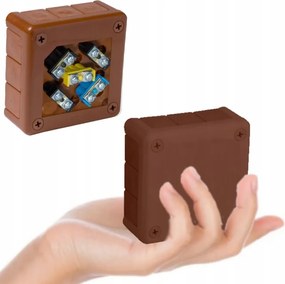 Falra szerelhető légmentesen záródó 12 bemenetes doboz kapcsokkal 98x98x42mm Barna