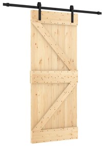 tömör fenyőfa tolóajtó fémszerelék szettel 85x210 cm