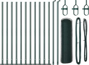 vidaXL Kerítésoszlop Zöld 25 x 0,4 m (13 mm háló) Acél és PVC