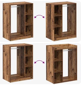 Ruhásszekrény polcokkal Régi fa 77 x 48 x 102 cm Faanyag