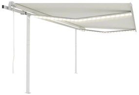 krémszínű automata szélérzékelős és LED-es napellenző 4 x 3,5 m