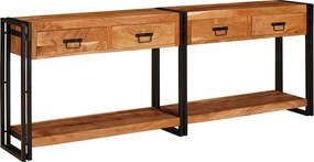 vidaXL Konzolasztalok 2 pcs Barna 200 x 33 x 75 cm Tömör Akácfa