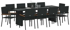 Kert étkező szett 11 pcs Fekete Poli rattan