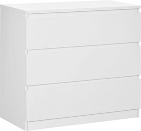 HOMCOM 3-Fiókos Komód Modern, Letisztult Dizájn, Puhán Záródó Mechanizmussal Hálószobába, Nappaliba - 60 x 38 x 100 cm, Fehér | Aosom