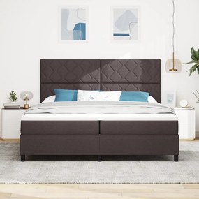 Box Spring Ágy Mattal Sötétbarna 200x200 cm Szövet