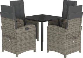 vidaXL 5 részes szürke polyrattan kerti étkezőgarnitúra párnával