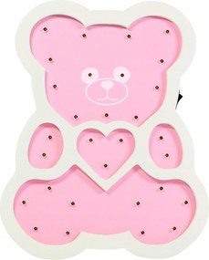 Fa Éjjeli Gyerek Lámpa Led Maci Gyerekeknek 3000K Elemes Rózsaszín