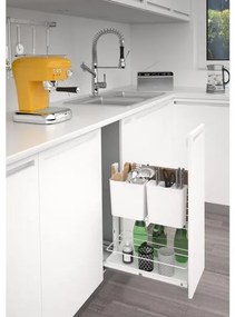 Konyhai fémrács, 300mm, króm, fenéklapra szerelhető szelektív tároló, Shéf fiók, teljes kihúzás, csillapított záródás, rejtett fióksín, SIGE 094G