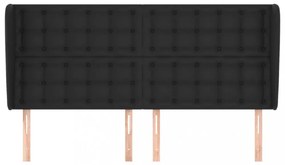 fekete műbőr fejtámla szárnyakkal 203x23x118/128 cm