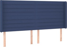 vidaXL kék szövet fejtámla szárnyakkal 183x16x118/128 cm