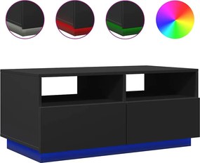vidaXL fekete dohányzóasztal LED-lámpákkal 90x49x40 cm