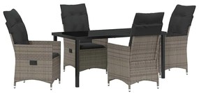 vidaXL Kert étkező szett párnával 5 pcs Szürke polirattan