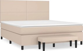 vidaXL cappuccino színű műbőr rugós ágy matraccal 160 x 200 cm