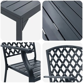 9 Részes Előszobai Bútor Szett Anthracite Acél, Bővíthető Kerti Asztal Anthracite (140-210)x90x73 cm Acél, Kerti Székek 4 db Üstackoló Anthracite Acél
