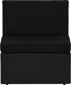 vidaXL fekete polyrattan középső kanapéelem