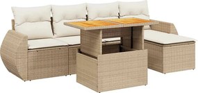 vidaXL 6 részes bézs polyrattan kerti ülőgarnitúra párnával