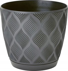 Fedő antracit eco 17,2x19cm klasszikus műanyag virágtartó állvánnyal