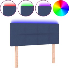 vidaXL kék szövet LED-es fejtámla 90x5x78/88 cm