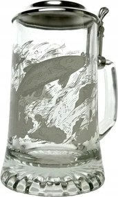 Söröspohár fehér halhoz, fémfedővel, fél literes, 0,4 l