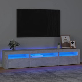 Betonszürke TV-szekrény LED lámpákkal 195x35x40 cm