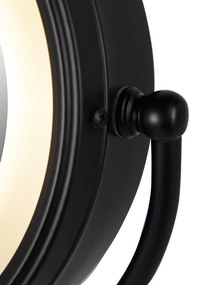 Design fali tükör fekete, beépített LED-del, állítható, IP44, húzózsinórral - Vicino