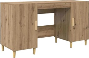 vidaXL Asztal polcokkal ajtóval Artisan tölgy 140 x 50 x 75 cm Faanyag