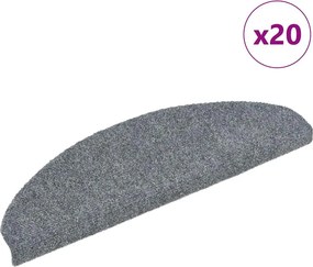 vidaXL 20 db öntapadós lépcsőszőnyeg, 65 x 21 x 4 cm, világosszürke, nagy félkör alakú