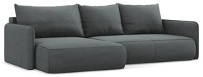 Szürke kinyitható-tárolóhelyes sarokkanapé (bal oldali) Nanea – Makamii