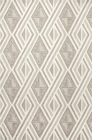 140x190 cm Szőnyeg Angola Grafit Szürke Krém Rombusz Háromszögek Cikk-cakk Boho