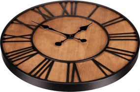 Falióra – 60 cm átmérő, fém és MDF kőris furnérral