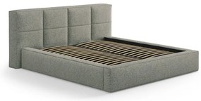 Zöld kárpitozott ágyneműtartós franciaágy ágyráccsal 160x200 cm Simon Darren – Micadoni