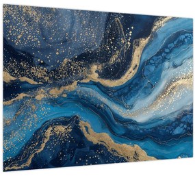 Kép - Kék-arany absztrakt márvány (70x50 cm)