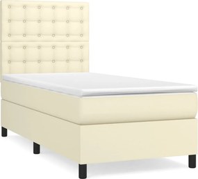 vidaXL krémszínű műbőr rugós ágy matraccal 100 x 200 cm