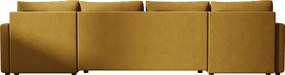 U alakú kihúzható ülőgarnitúra VENORIA 285x146 cm, mustárszín + 2 párna AJÁNDÉKBA
